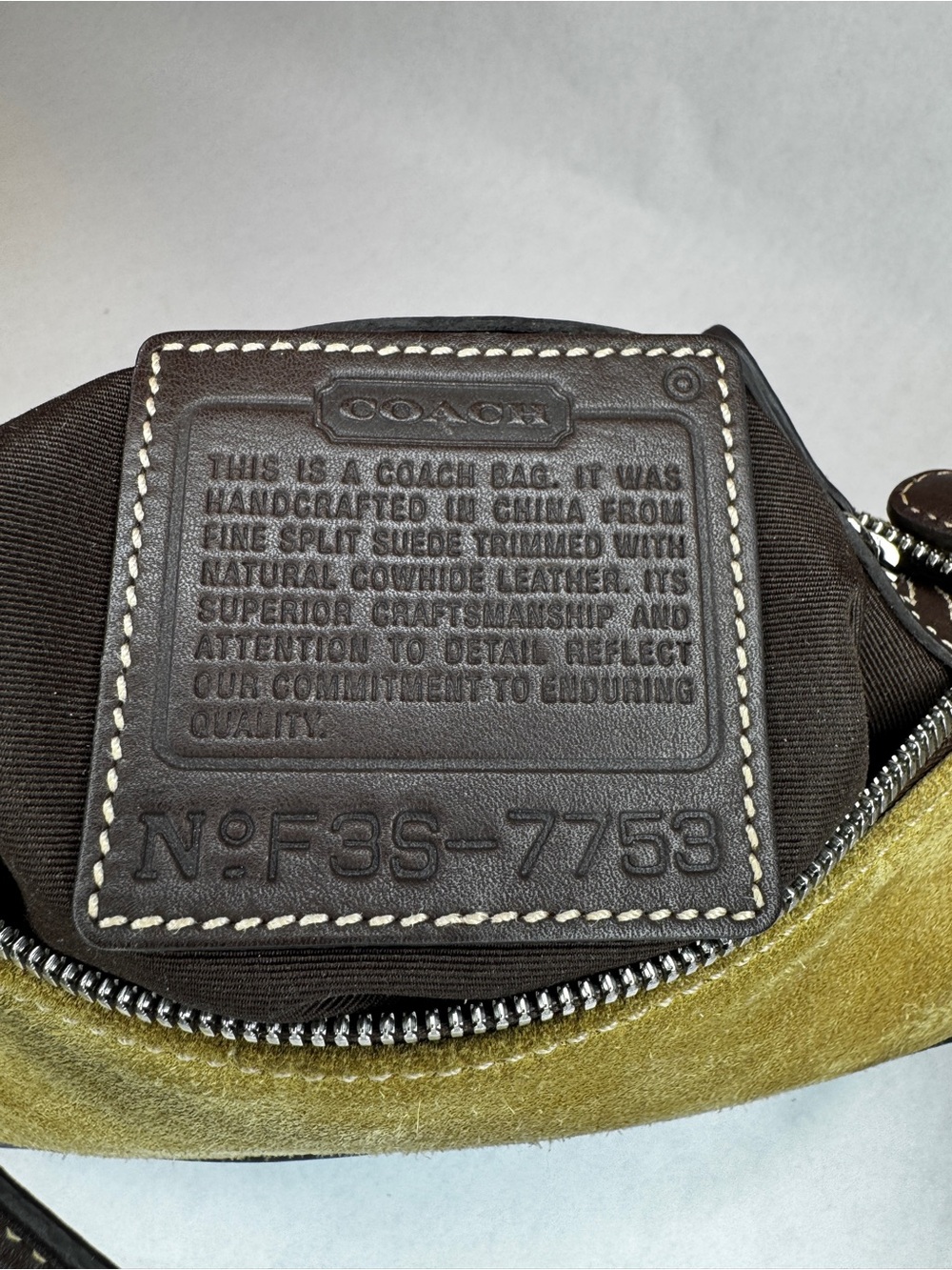 Vintage Coach Suede & Leather Shoulder Bag Style 7753 | Tan Split Suede - Picture 9 of 12